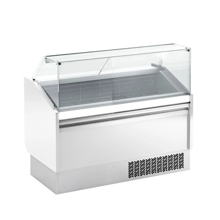 GGM Gastro Tủ Trưng Bày Kem LEVI - 1620mm - Làm Lạnh Tĩnh - Đèn LED - Cho 9+9 Khay Napoli 5L - Trắng