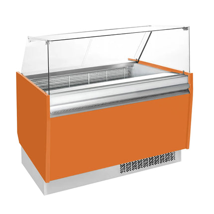 GGM Gastro Tủ Trưng Bày Kem LIAM - 1310mm - Đèn LED - Cho 10 Khay Napoli 5L - Làm Lạnh Tĩnh - Cam