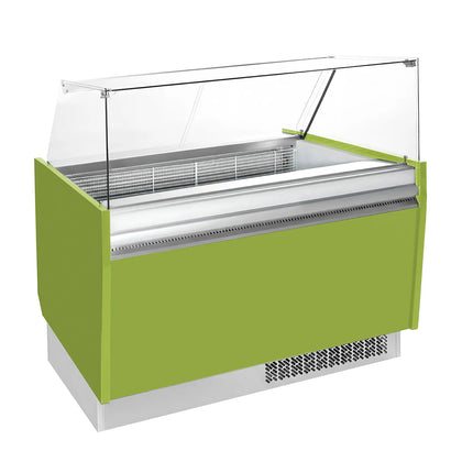 GGM Gastro Tủ Trưng Bày Kem LIAM - 1310mm - Đèn LED - Cho 10 Khay Napoli 5L - Xanh Lá Nhạt - Làm Lạnh Tĩnh
