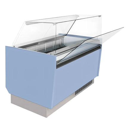 GGM Gastro Tủ Trưng Bày Kem LIAM - 1310mm - Đèn LED - Cho 10+10 Khay Napoli 5L - Xanh Dương Nhạt - Làm Lạnh Tĩnh