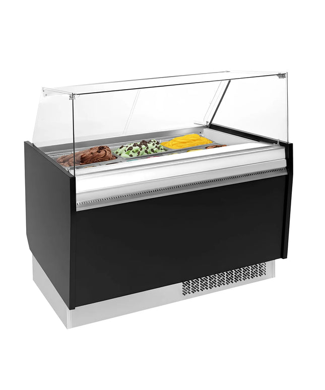 GGM Gastro Tủ Trưng Bày Kem LIAM - 1310mm - Làm Lạnh Tĩnh - Đèn LED - Cho 10 Khay Napoli 5L - Đen