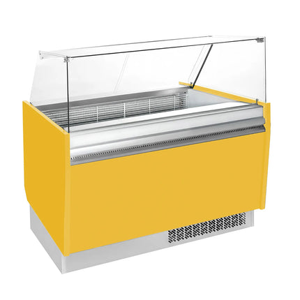 GGM Gastro Tủ Trưng Bày Kem LIAM - 1310mm - Làm Lạnh Tĩnh - Đèn LED - Cho 10 Khay Napoli 5L - Vàng