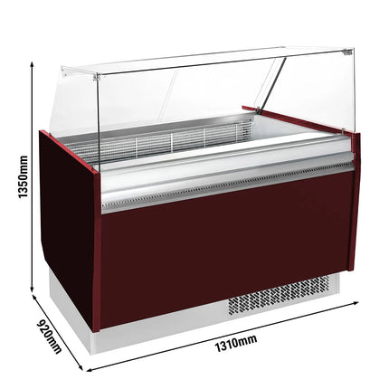 GGM Gastro Tủ Trưng Bày Kem LIAM - 1310mm - Làm Lạnh Tĩnh - Đèn LED - Cho 10+10 Khay Napoli 5L - Đỏ Garnet