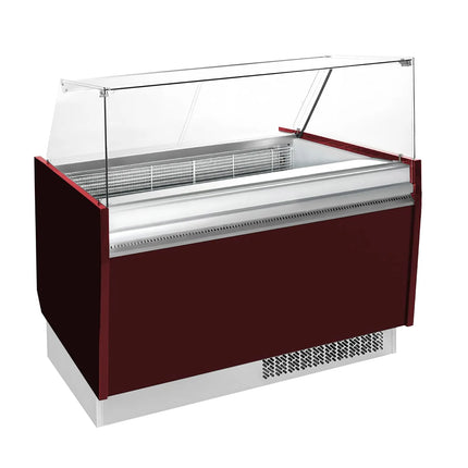 GGM Gastro Tủ Trưng Bày Kem LIAM - 1310mm - Làm Lạnh Tĩnh - Đèn LED - Cho 10+10 Khay Napoli 5L - Đỏ Garnet