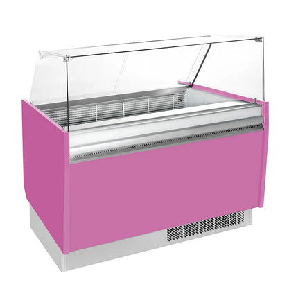 GGM Gastro Tủ Trưng Bày Kem LIAM - 1310mm - Làm Lạnh Tĩnh - Đèn LED - Cho 10+10 Khay Napoli 5L - Hồng