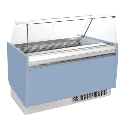 GGM Gastro Tủ Trưng Bày Kem LIAM - 1560mm - Đèn LED - Cho 13 Khay Napoli 5L - Xanh Dương Nhạt - Làm Lạnh Tĩnh