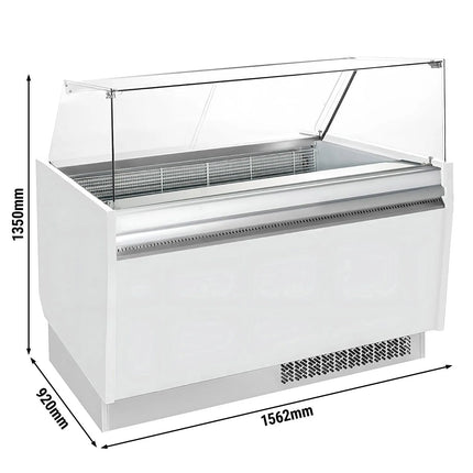 GGM Gastro Tủ Trưng Bày Kem LIAM - 1560mm - Làm Lạnh Tĩnh - Đèn LED - Cho 13 Khay Napoli 5L - Trắng