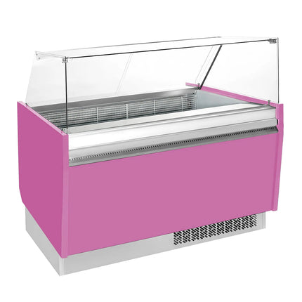 GGM Gastro Tủ Trưng Bày Kem LIAM - 1560mm - Làm Lạnh Tĩnh - Đèn LED - Cho 13 Khay Napoli 5L - Hồng