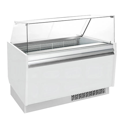 GGM Gastro Tủ Trưng Bày Kem LIAM - 1560mm - Làm Lạnh Tĩnh - Đèn LED - Cho 13 Khay Napoli 5L - Trắng