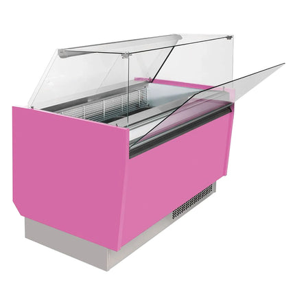GGM Gastro Tủ Trưng Bày Kem LIAM - 1560mm - Làm Lạnh Tĩnh - Đèn LED - Cho 13 Khay Napoli 5L - Hồng