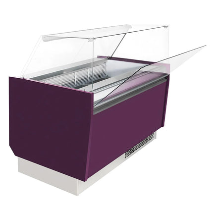 GGM Gastro Tủ Trưng Bày Kem LIAM - 1560mm - Làm Lạnh Tĩnh - Đèn LED - Cho 13 Khay Napoli 5L - Tím