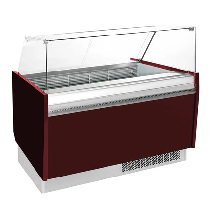 GGM Gastro Tủ Trưng Bày Kem LIAM - 1560mm - Làm Lạnh Tĩnh - Đèn LED - Cho 13+13 Khay Napoli 5L - Đỏ Garnet