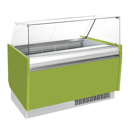 GGM Gastro Tủ Trưng Bày Kem LIAM - 1560mm - Làm Lạnh Tĩnh - Đèn LED - Cho 13+13 Khay Napoli 5L - Xanh Lá Nhạt