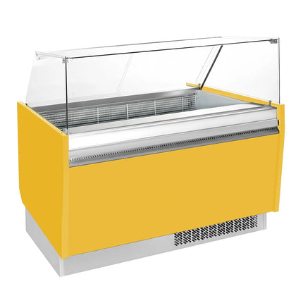 GGM Gastro Tủ Trưng Bày Kem LIAM - 1560mm - Làm Lạnh Tĩnh - Đèn LED - Cho 13+13 Khay Napoli 5L - Vàng