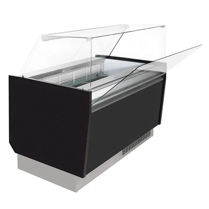 GGM Gastro Tủ Trưng Bày Kem LIAM - 1560mm - Làm Lạnh Tĩnh - Đèn LED - Cho 13+13 Khay Napoli 5L - Đen