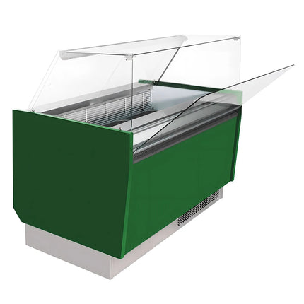 GGM Gastro Tủ Trưng Bày Kem LIAM - 1560mm - Làm Lạnh Tĩnh - Đèn LED - Cho 13+13 Khay Napoli 5L - Xanh Lá