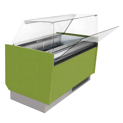GGM Gastro Tủ Trưng Bày Kem LIAM - 1560mm - Làm Lạnh Tĩnh - Đèn LED - Cho 13+13 Khay Napoli 5L - Xanh Lá Nhạt