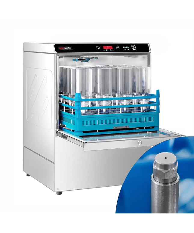 GGM Gastro Undercounter Commercial Dishwasher - 500mm Basket - Digital Controls - 7.45kW - with Detergent & Rinse Aid Dosing Pumps