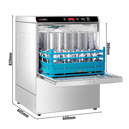 GGM Gastro Undercounter Commercial Dishwasher - 500mm Basket - Digital Controls - 7.45kW - with Detergent & Rinse Aid Dosing Pumps