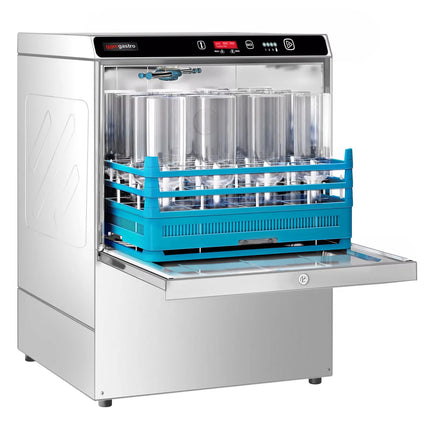 GGM Gastro Undercounter Commercial Dishwasher - 500mm Basket - Digital Controls - 7.45kW - with Detergent & Rinse Aid Dosing Pumps