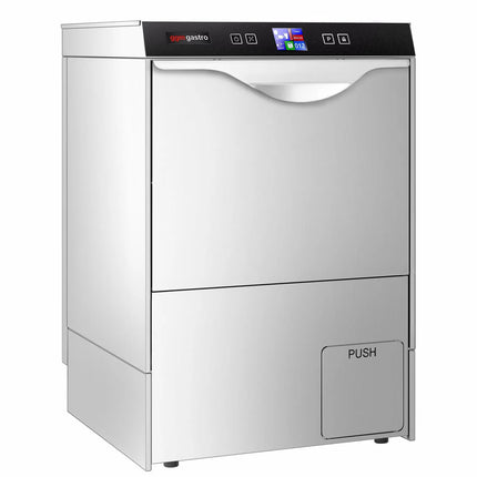 GGM Gastro Undercounter Commercial Dishwasher - 500mm Basket - Digital Controls - 3.55kW - with Drain, Rinse Aid & Detergent Pumps