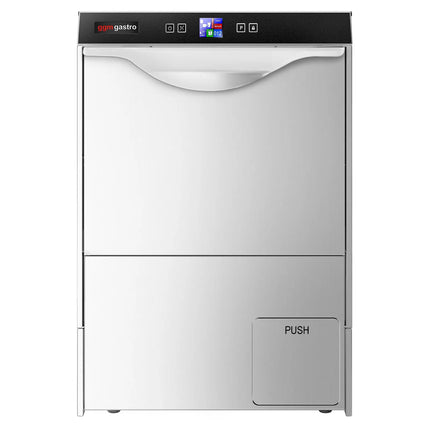GGM Gastro Undercounter Commercial Dishwasher - 500mm Basket - Digital Controls - 3.55kW - with Drain, Rinse Aid & Detergent Pumps