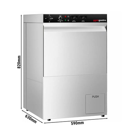 GGM Gastro Undercounter Commercial Dishwasher - 500mm Basket - Manual Controls - 5.1kW - with Drain, Rinse Aid & Detergent Pumps