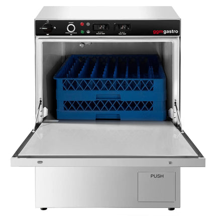 GGM Gastro Undercounter Commercial Dishwasher - 500mm Basket - Manual Controls - 5.1kW - with Drain, Rinse Aid & Detergent Pumps