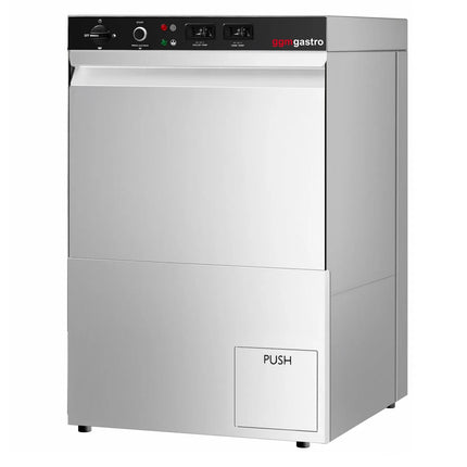 GGM Gastro Undercounter Commercial Dishwasher - 500mm Basket - Manual Controls - 5.1kW - with Drain, Rinse Aid & Detergent Pumps