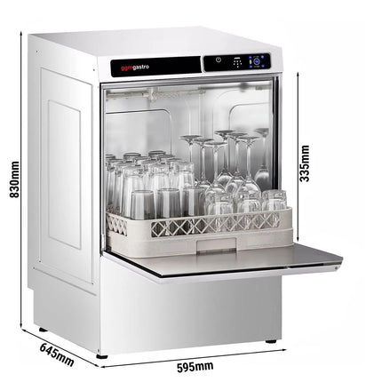 GGM Gastro Undercounter Commercial Dishwasher - 500mm Basket - Touch Controls - 3.6kW - with Drain, Rinse Aid & Detergent Pumps