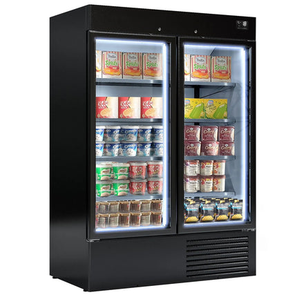 GGM Gastro Upright Display Freezer - 1310L - with 2 glass sliding doors - Black