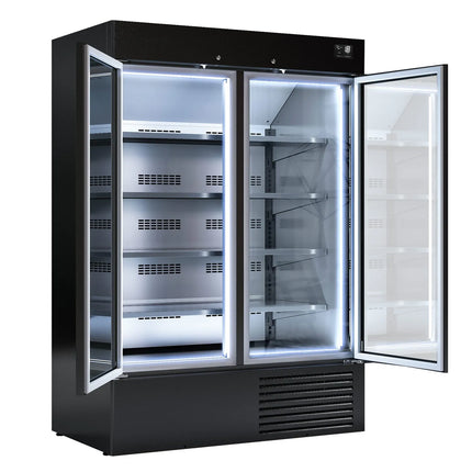GGM Gastro Upright Display Freezer - 1310L - with 2 glass sliding doors - Black