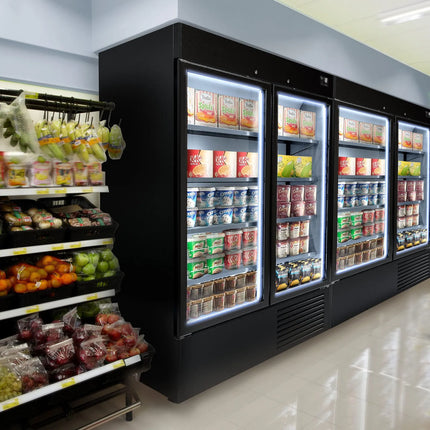 GGM Gastro Upright Display Freezer - 1310L - with 2 glass sliding doors - Black