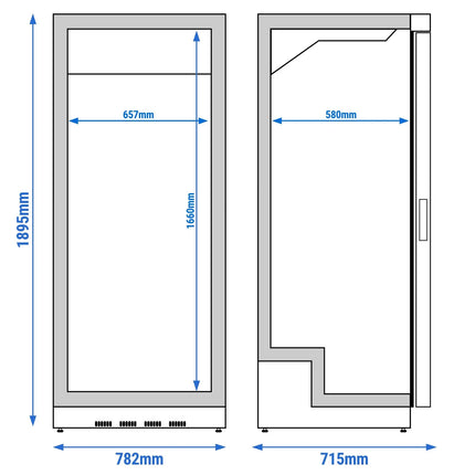 GGM Gastro Upright Display Fridge PREMIUM - 600L - with 1 glass door