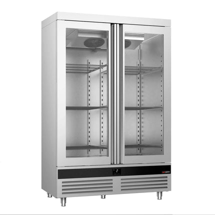 GGM Gastro Upright Display Fridge Stainless steel PREMIUM - 1200L - with 2 glass doors