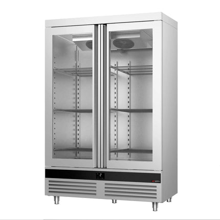 GGM Gastro Upright Display Fridge Stainless steel PREMIUM - 1200L - with 2 glass doors