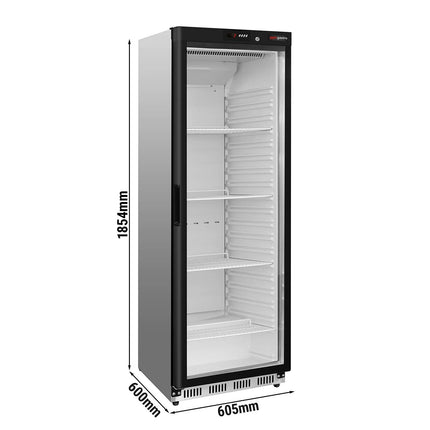 GGM Gastro Upright Display Fridge Stainless steel PREMIUM - 400L - with 1 glass door - Static cooling with fan assist