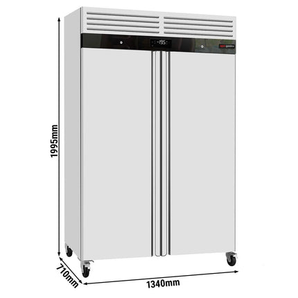 GGM Gastro Upright Freezer Stainless steel ECO - 1200L - with 2 doors - On castors - Inner door plastic