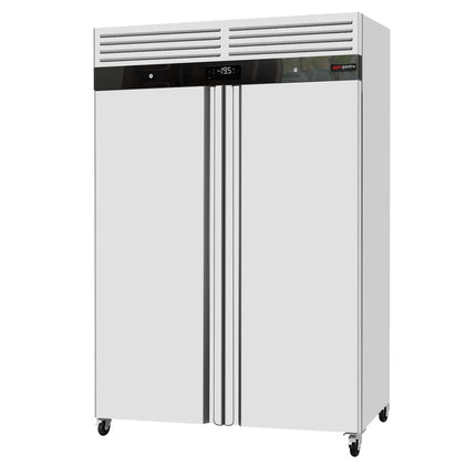 GGM Gastro Upright Freezer Stainless steel ECO - 1200L - with 2 doors - On castors - Inner door plastic