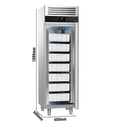GGM Gastro Upright Fridge Stainless steel PREMIUM - 400L - with 1 door & 5 fish containers