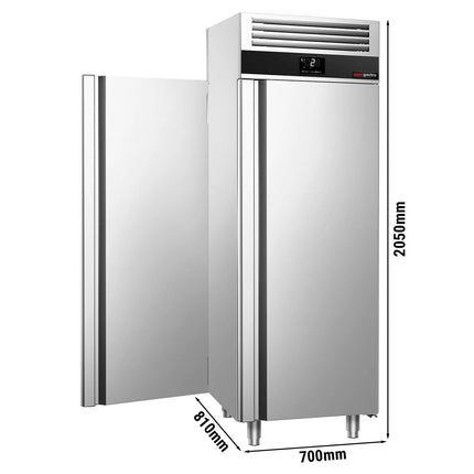 GGM Gastro Upright Fridge Stainless steel PREMIUM - GN 2/1 - with 2 doors & Support grids - Pass-through