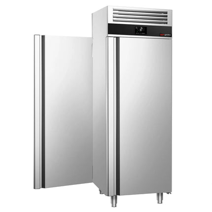 GGM Gastro Upright Fridge Stainless steel PREMIUM - GN 2/1 - with 2 doors & Support grids - Pass-through