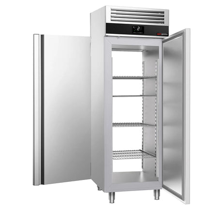 GGM Gastro Upright Fridge Stainless steel PREMIUM - GN 2/1 - with 2 doors & Support grids - Pass-through