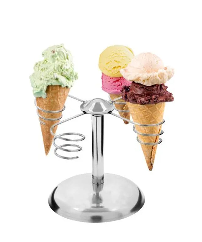 GGM Gastro VG Ice Cream Cone Holder - 4-Cone - Stainless Steel - 175x175x130mm