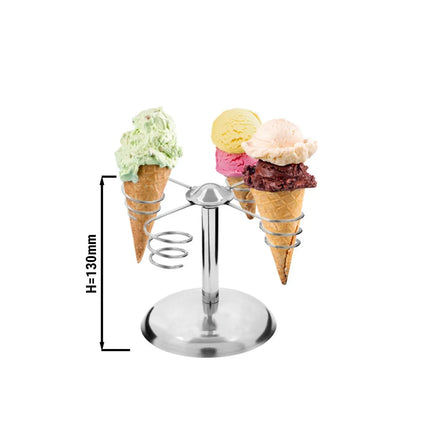 GGM Gastro VG Ice Cream Cone Holder - 4-Cone - Stainless Steel - 175x175x130mm