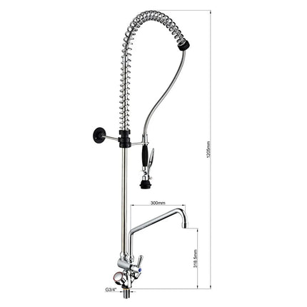 GGM Gastro Vòi Xịt Tráng Sơ Bộ Monobloc 2000 - Gắn Tường - Kèm Vòi Xoay, Ống Mềm & Giá Treo Tường