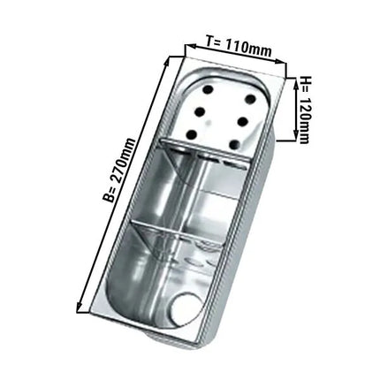 GGM Gastro VP2712 Portioner Sink 270x110x120mm - Stainless Steel - CNS - 2 bottom openings