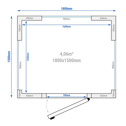 GGM Gastro Walk-In Cold Room - 1800x1500mm - 4,06m³ (4060L) - with 3 glass sides