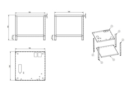 GGM Gastro Warewasher Stand - for GS series dishwashers - 586x568mm - H: 496mm
