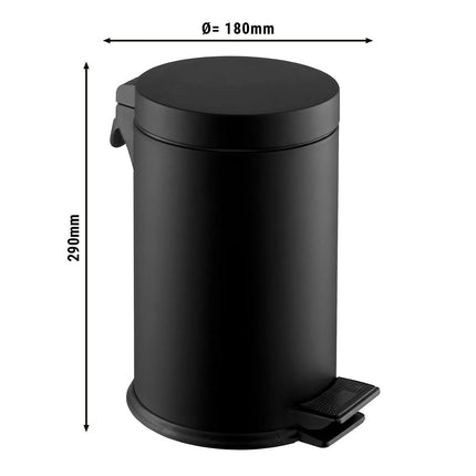 GGM Gastro Waste bin - Pedal bin - 5L - 180x180x290mm - Black - Stainless steel